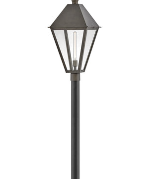 Endsley 1-Light Large Post Mount Lantern in Blackened Brass