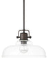 1-Light Pendant In Burnished Bronze With Clear Glass