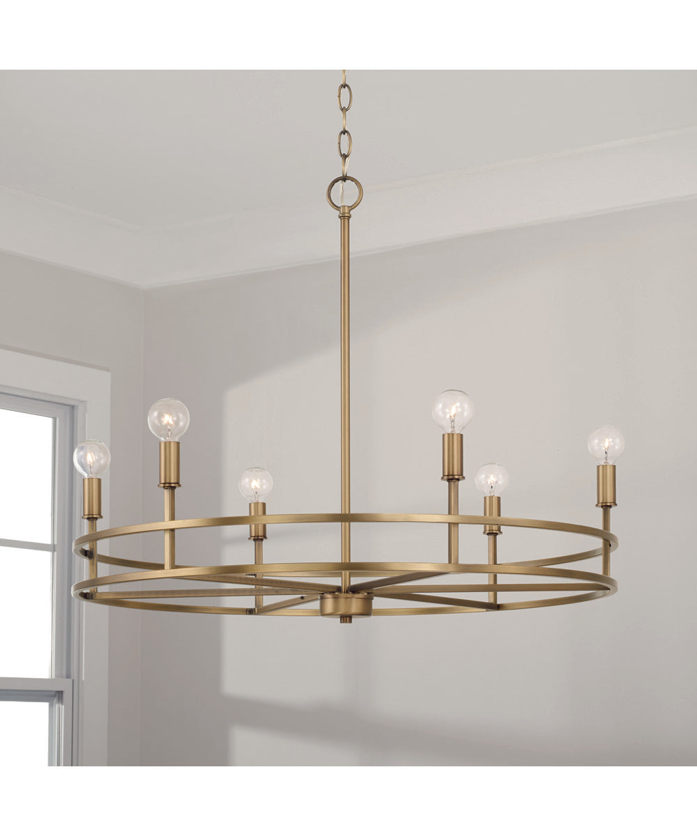 Fuller 6-Light Chandelier Aged Brass