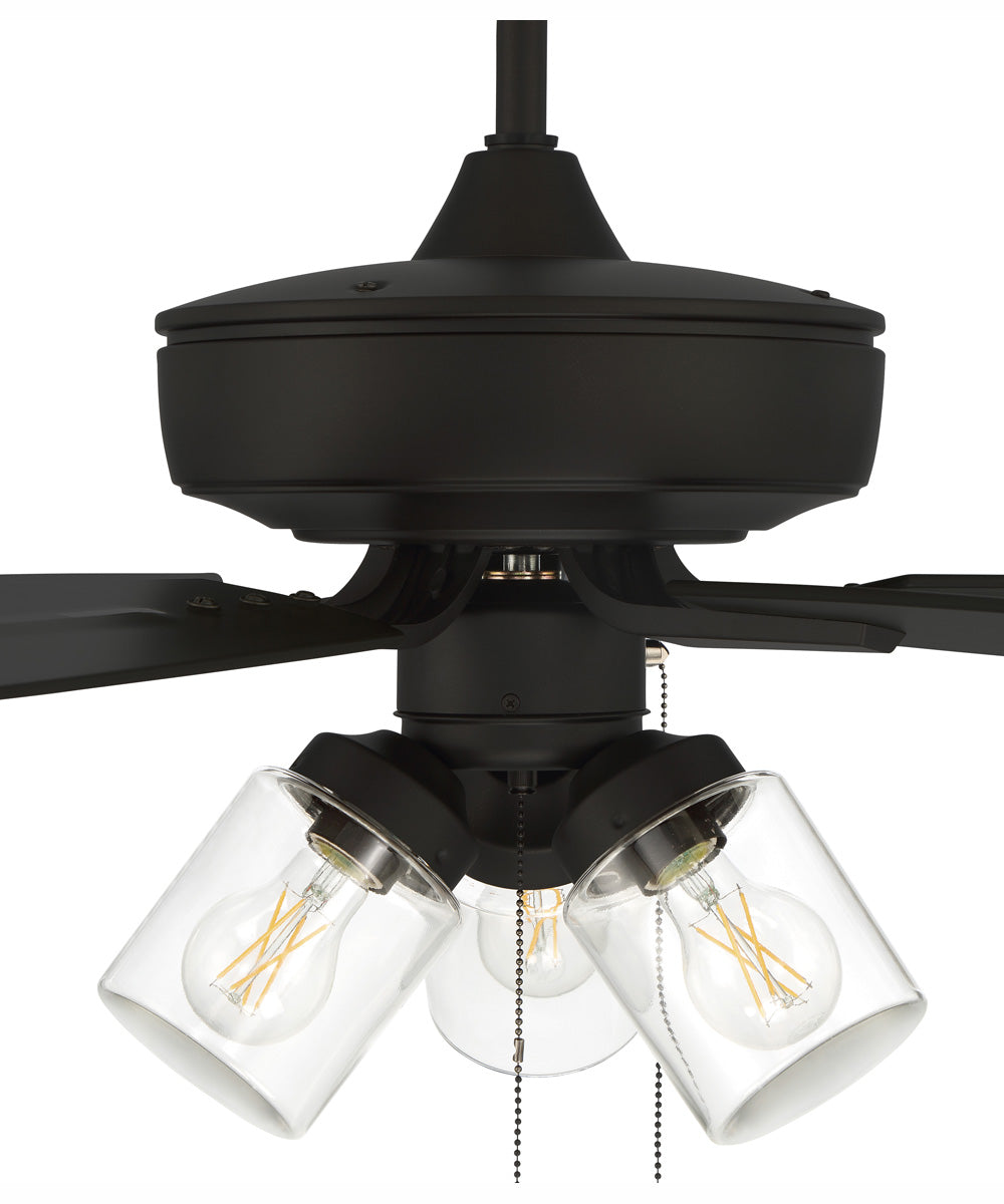 52" Outdoor Pro Plus 104 Clear 3-Light Indoor/Outdoor Ceiling Fan Flat Black