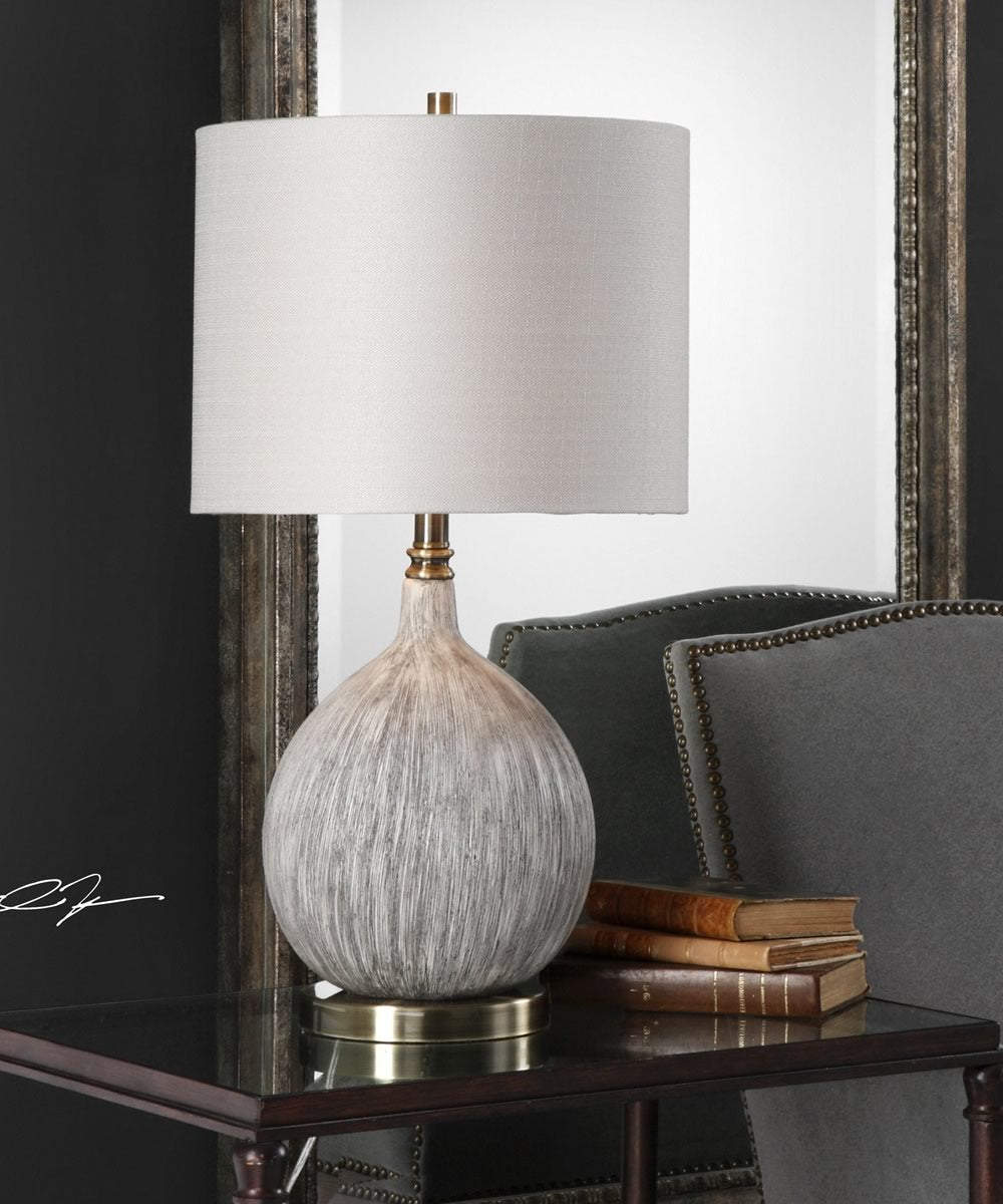 27"H Hedera Textured Ivory Table Lamp