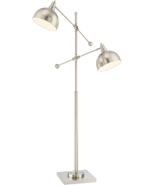 Cupola 2-Light 2-Light Metal Floor Lamp Brushed Nickel
