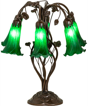 18" High Green Tiffany Pond Lily 6 Light Table Lamp
