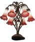 19" High Pink/White Tiffany Pond Lily 6 Light Table Lamp