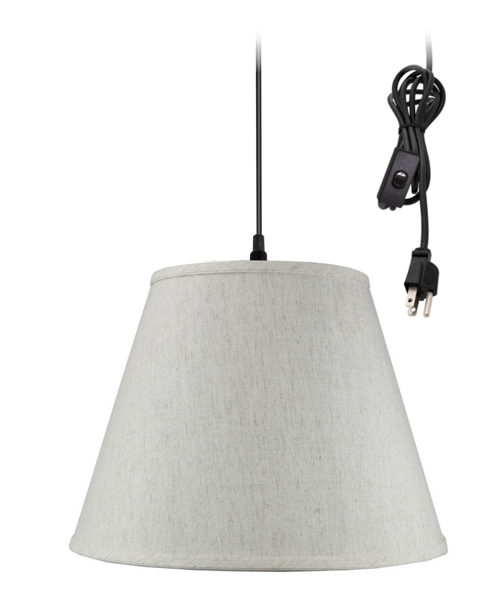 16"W 1 Light Swag Plug-In Pendant  Textured Oatmeal Shade Black Cord