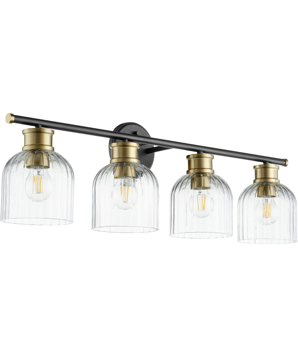 Monarch 4-light Bath Vanity Light Noir w/ Aged Brass