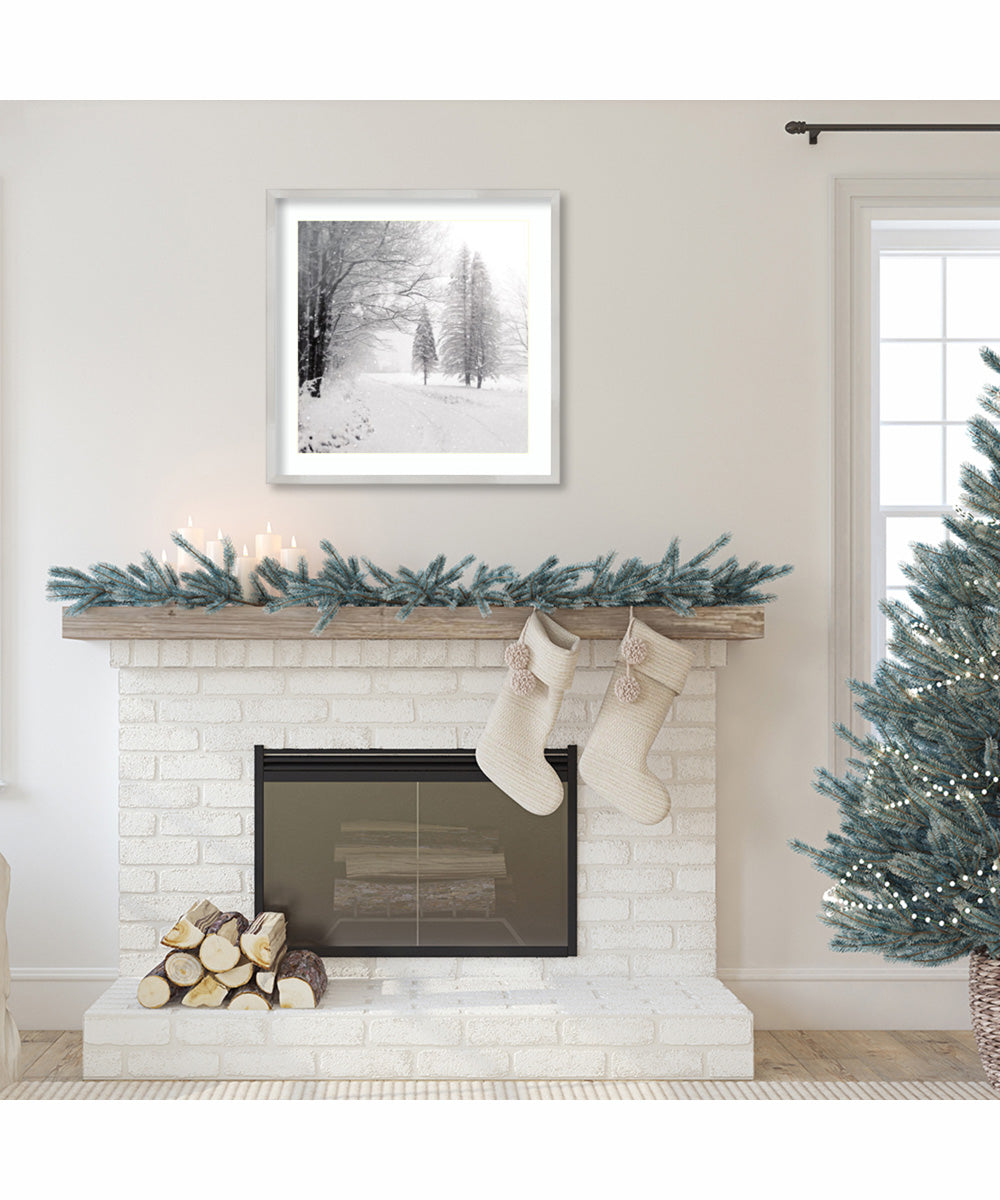 Let it Snow II BW by Sue Schlabach Wood Framed Wall Art Print (25  W x 25  H), Svelte Silver Frame