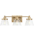 Hinton 3-Light Clear Seeded Glass Farmhouse Bath Vanity Light Vintage Brass