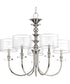 Marche 5-Light Grey Mylar Shade Luxe Chandelier Light Polished Nickel