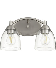 14"W Barkley 2-light Bath Vanity Light Satin Nickel w/ Clear/Seeded