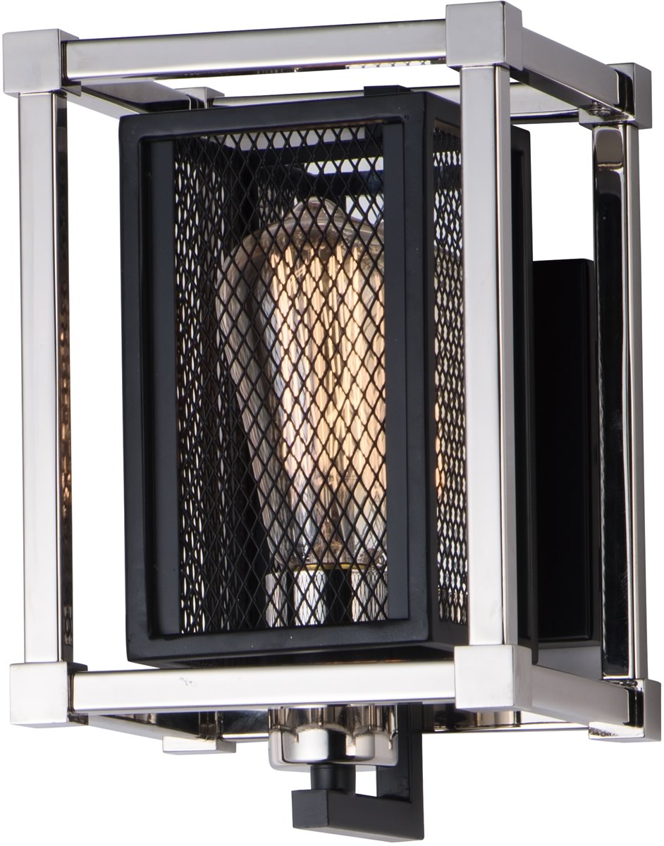 6"W Refine 1-Light Wall Sconce Black / Polished Nickel