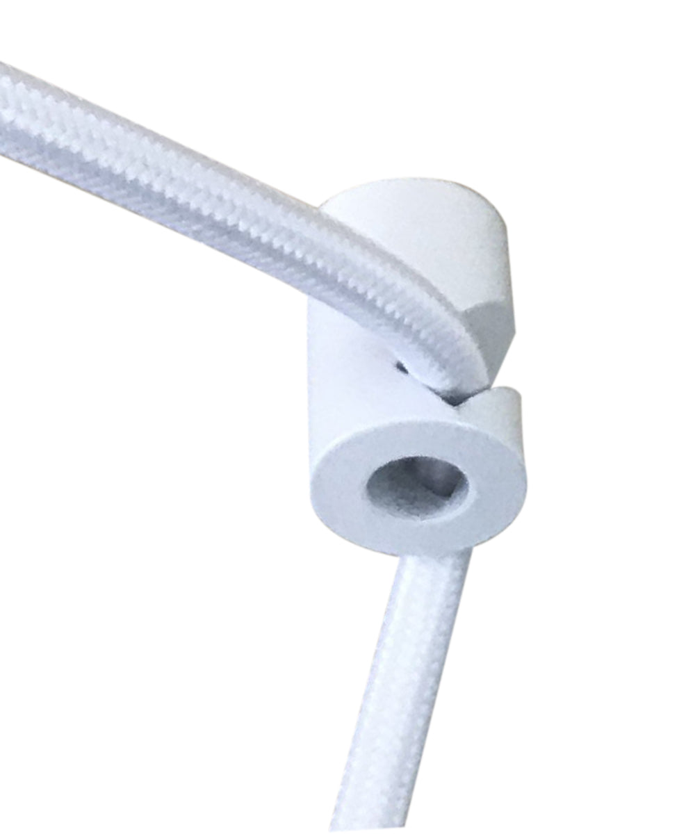 16"W 1 Light Swag Plug-In Pendant  White Linen Drum Shade White Cord