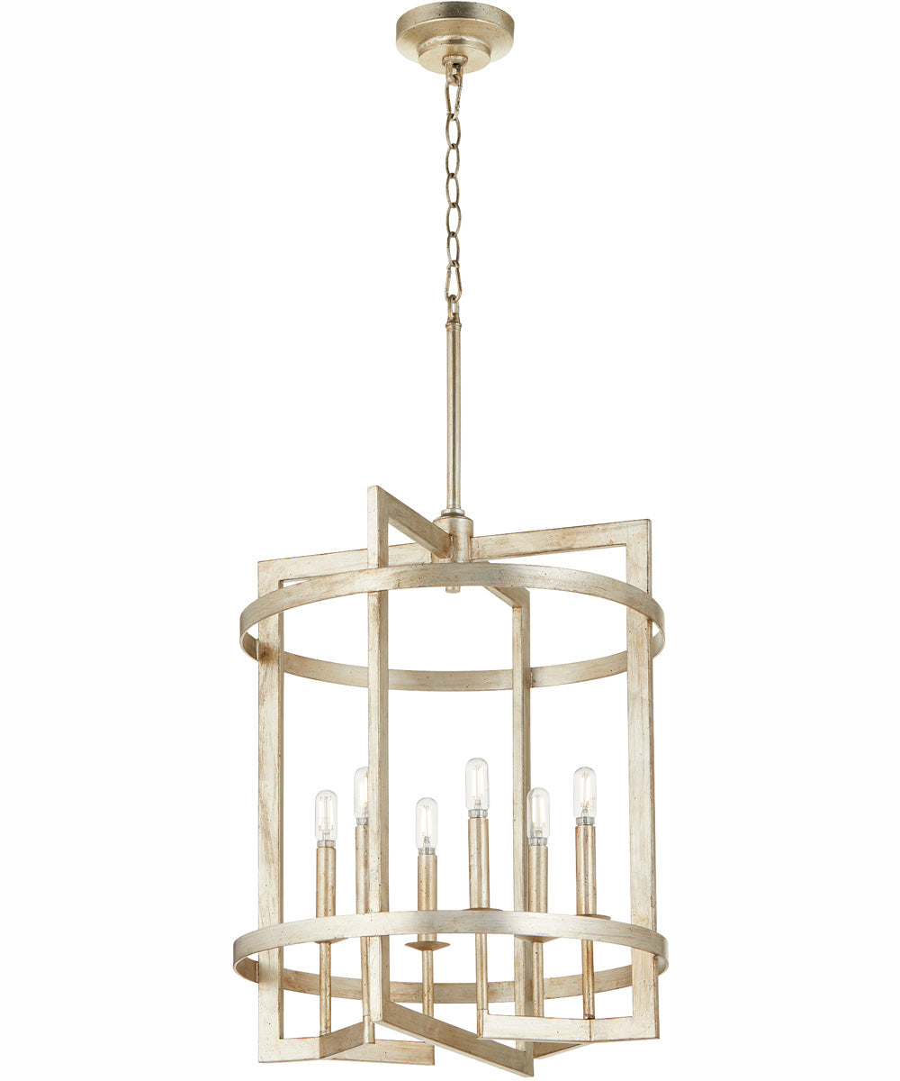 Merrick 6-light Entry Foyer Hall Chandelier Aged Silver Leaf