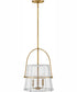 Tournon 3-Light Medium Pendant in Heritage Brass with Polished White Accents