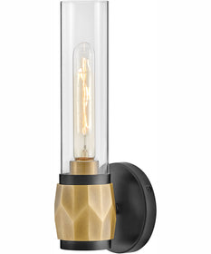 Ellison 1-Light Single Light Vanity in Black with Heritage Brass accents