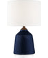 Saratoga 1-Light Table Lamp Blue Ceremichrome/ White Fabric Shade