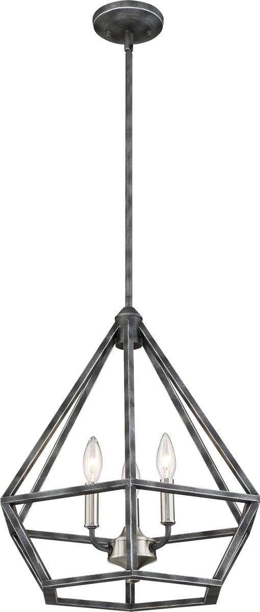 18"W Orin 3-Light Pendant Iron Black / Brushed Nickel Accents