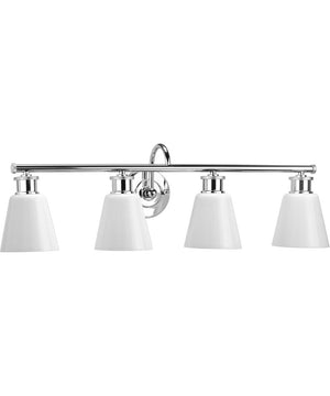 Ashford 4-Light Opal Glass Farmhouse Style Bath Vanity Wall Light Polished Chrome