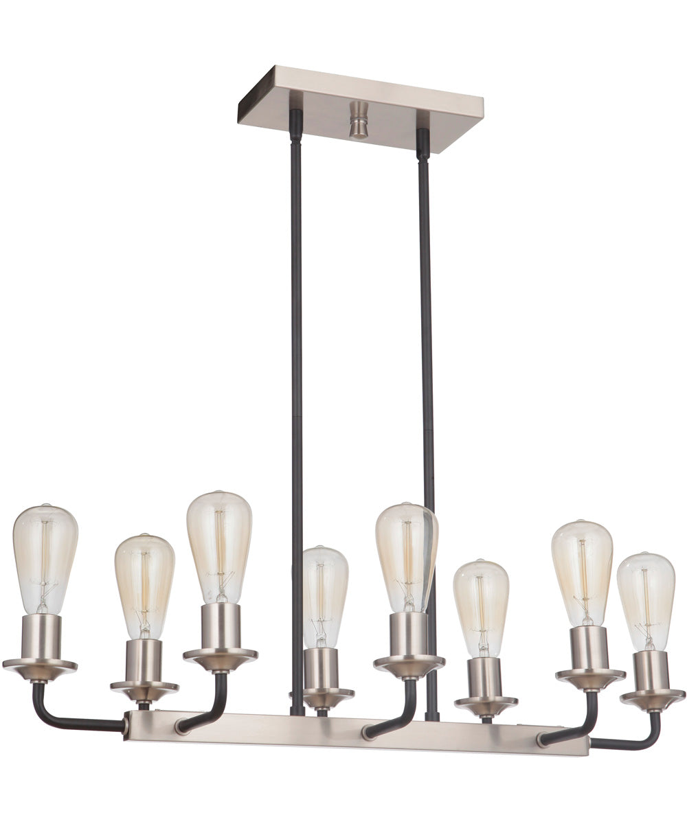 Randolph 8-Light Island Pendant Flat Black/Brushed Polished Nickel