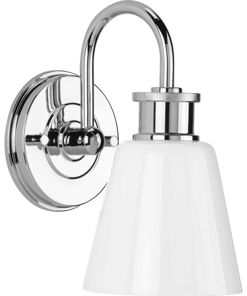 Ashford 1-Light Opal Glass Farmhouse Style Bath Vanity Wall Light Polished Chrome
