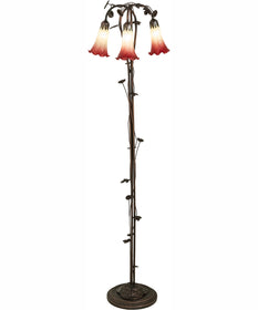 58" High Seafoam/Cranberry Tiffany Pond Lily 3 Light Floor Lamp