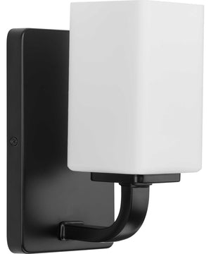 Cowan 1-Light Modern Etched Opal Glass Bath Vanity Light Matte Black