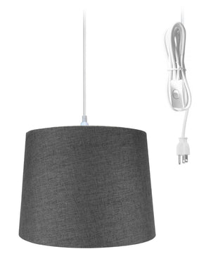 14"W 1 Light Swag Plug-In Pendant  Granite Gray Shade White Cord