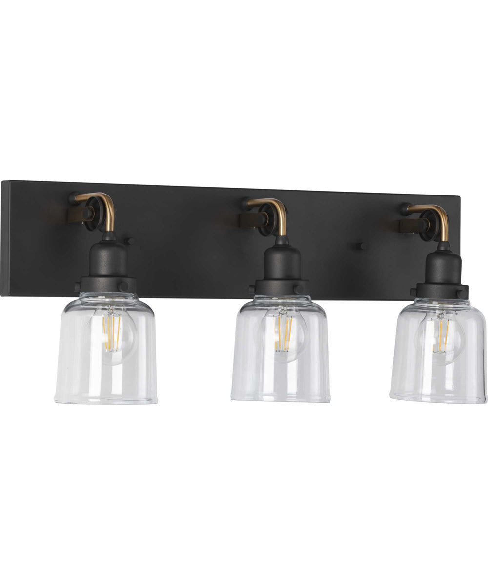 Rushton 3-Light Clear Glass Farmhouse Bath Vanity Light Graphite