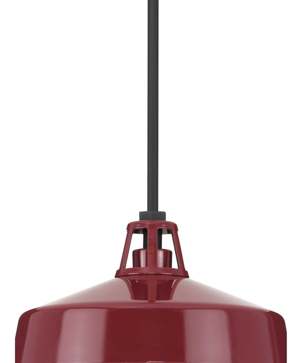 Cedar Springs  1-Light Textured Black Metal Shade Farmhouse Outdoor Hanging Light Red