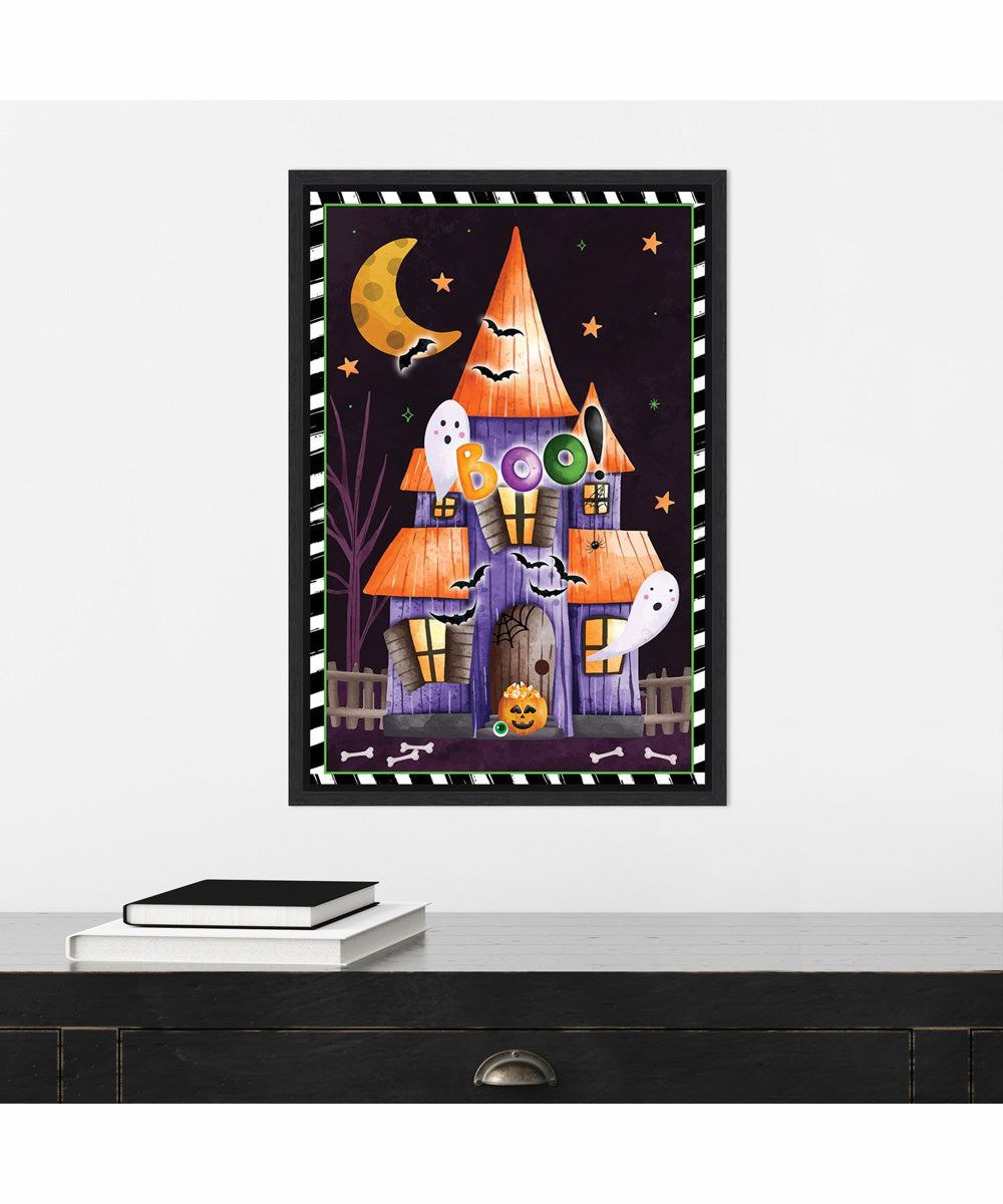 Framed Haunted House by Art Nd Canvas Wall Art Print (16  W x 23  H), Sylvie Black Frame