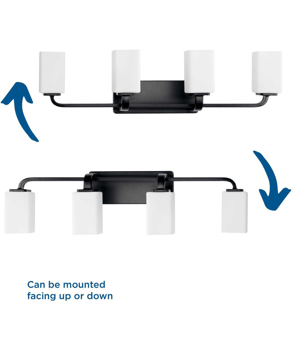 Cowan 4-Light Modern Etched Opal Glass Bath Vanity Light Matte Black