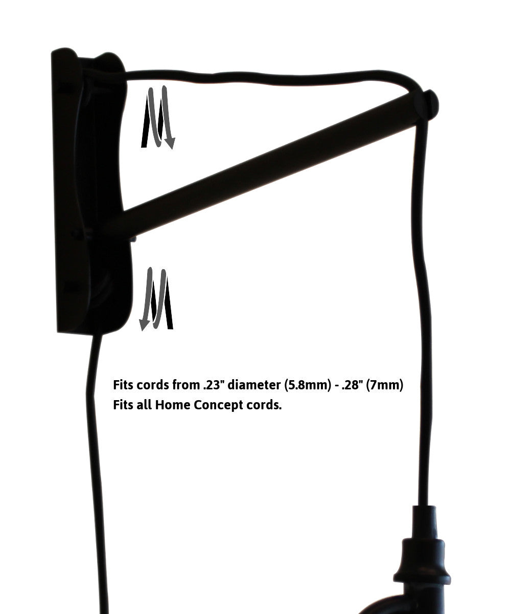 14"W MAST Plug-In Wall Mount Pendant 1 Light Black Cord/Arm White Shade