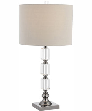 29"H 1-Light Table Lamp Metal and Crystal in Dark Antique Nickel and Crystal with a Round Shade