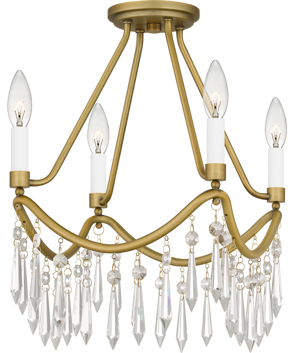 Airedale Small 4-light Semi Flush Mount Aged Brass