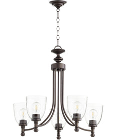 25"W Rossington 5-light Chandelier Oiled Bronze w/ Clear/Seeded