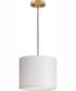 Markor 1-Light White Linen Shade Transitional Pendant Brushed Nickel;Matte Black;Vintage Brass