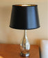 27" Shimmer Teardrop Lamp Base 2 Pack, Mercury Silver/Gold Glass Table Lamp Set with Black Shades