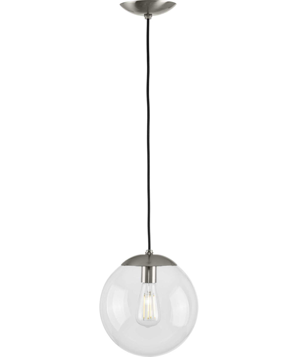 Atwell 10-inch Clear Glass Globe Medium Hanging Pendant Light Brushed Nickel