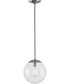 Atwell 10-inch Clear Glass Globe Medium Hanging Pendant Light Brushed Nickel
