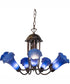 24" Wide Blue Tiffany Pond Lily 7 Light Chandelier