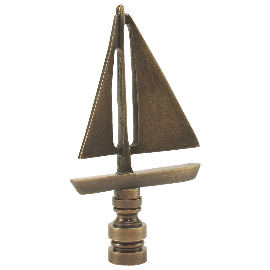Antiqued Sailboat Tides Lamp Finial Antiqued Brass 3.5"h