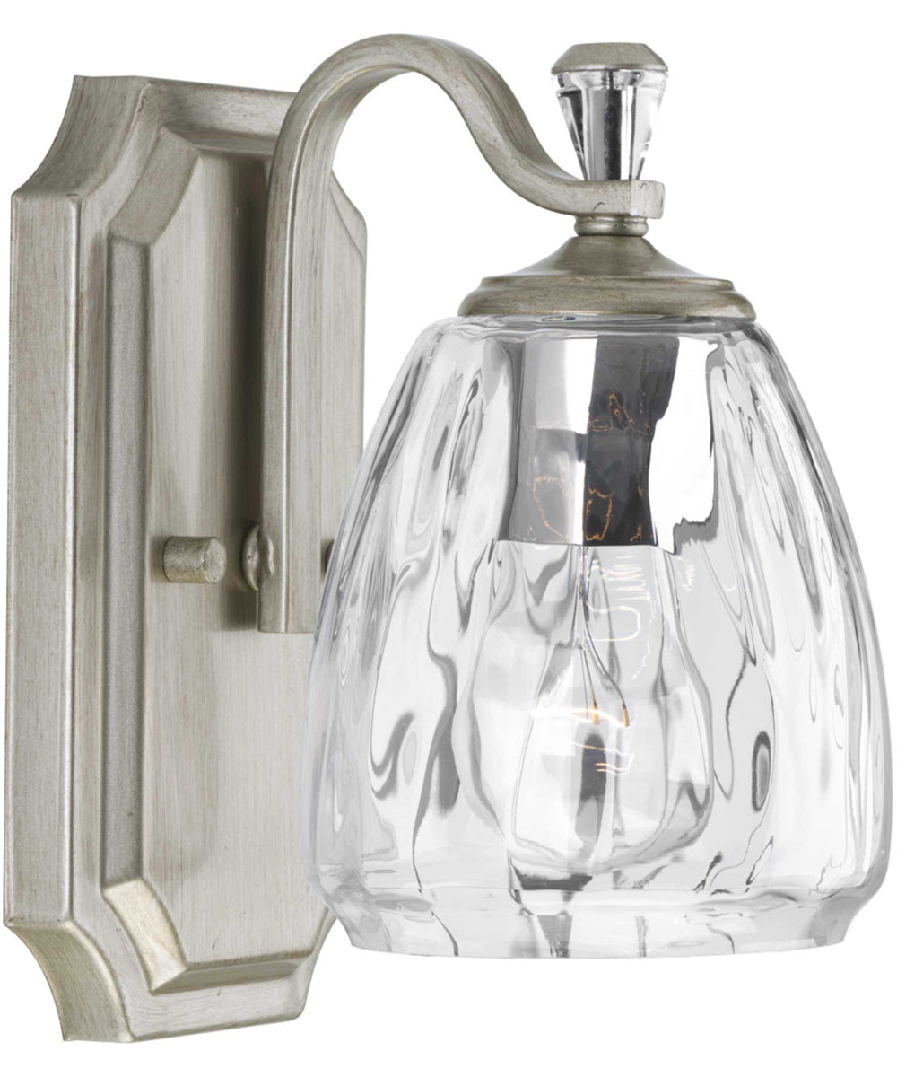 Anjoux 1-Light Clear Water Glass Luxe Bath Vanity Light Silver Ridge