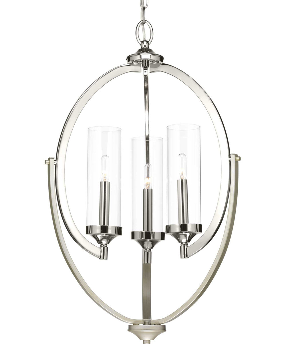 Evoke 3-Light Clear Glass Luxe Chandelier Light Polished Nickel