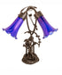 17" High Blue Tiffany Pond Lily 2 Light Trellis Girl Accent Lamp