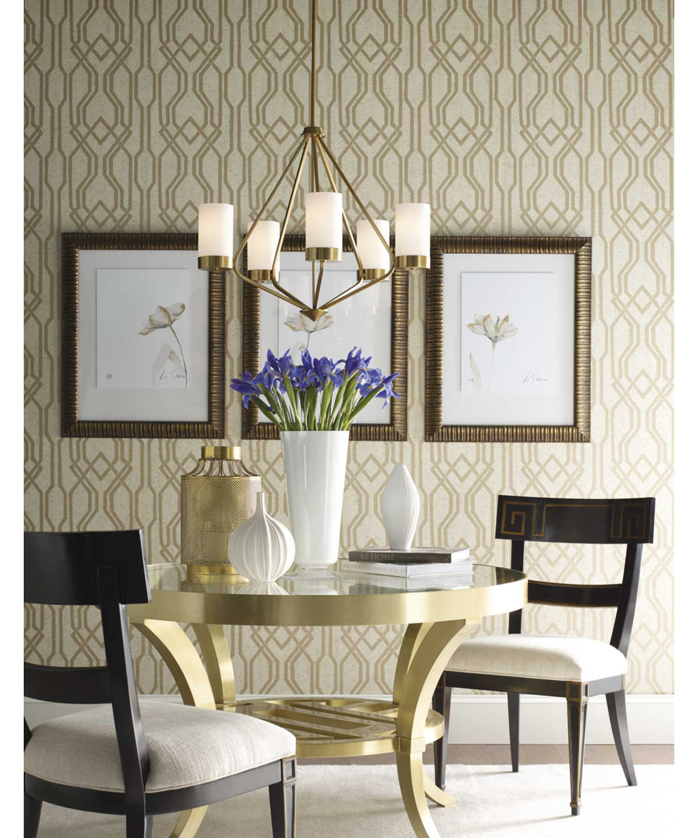 Elevate 3-Light Etched White Glass Mid-Century Modern Chandelier Light Brushed Bronze