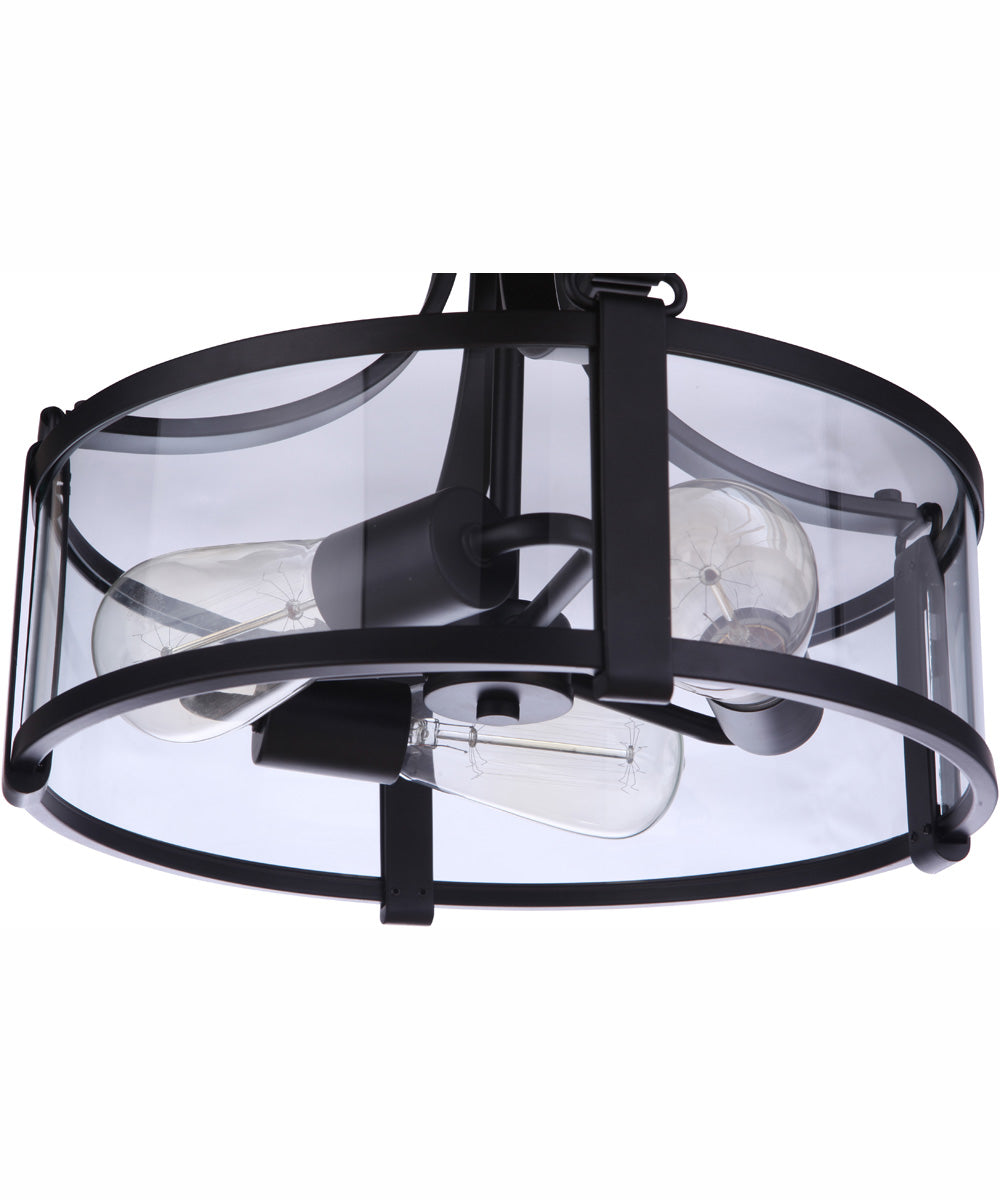 Elliot 3-Light Semi Flush Flat Black