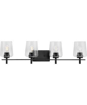 Calais 4-Light New Traditional Clear Glass Bath Vanity Light Matte Black