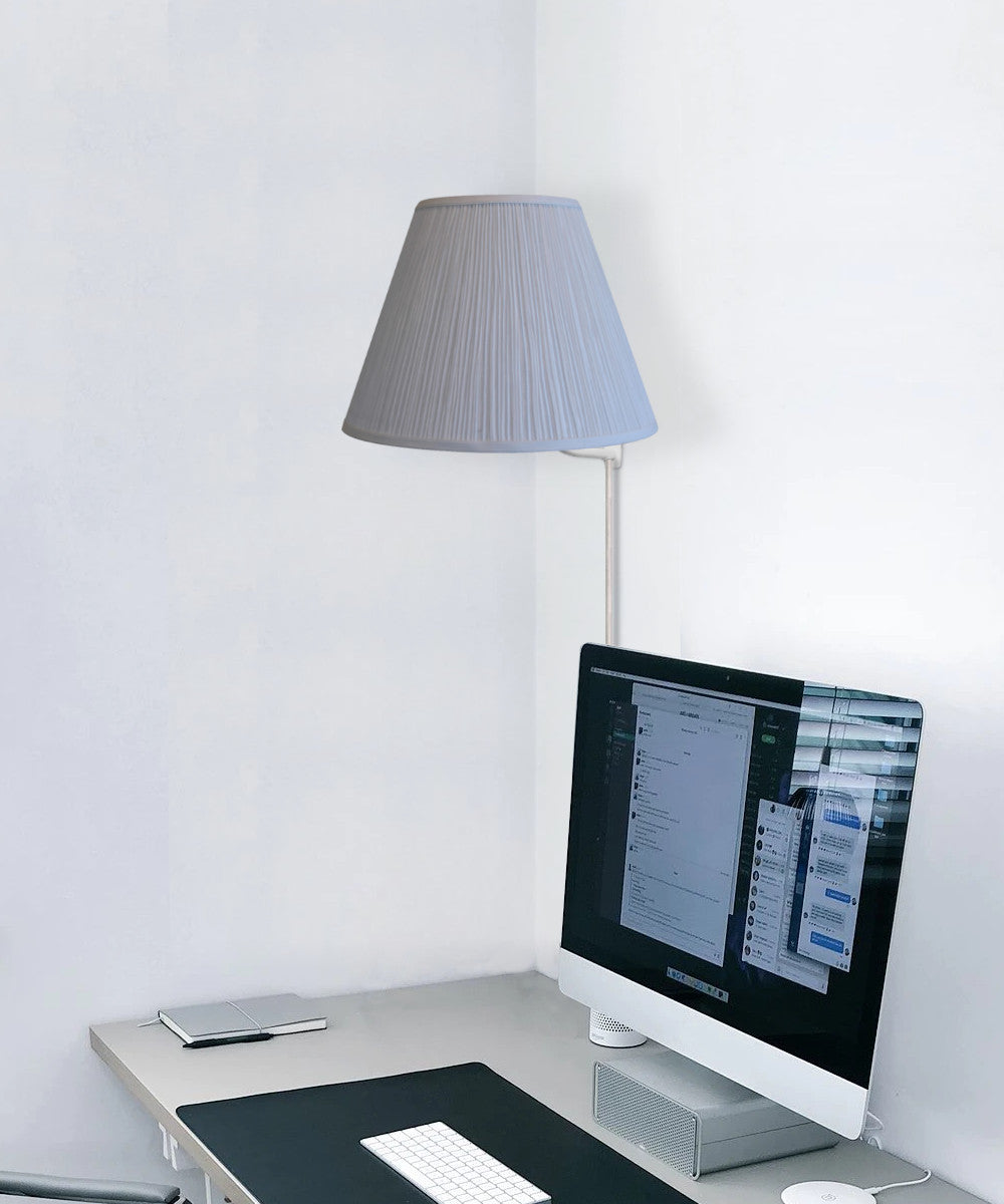 16"W Floating Shade Plug-In Wall Light White Mushroom Pleat