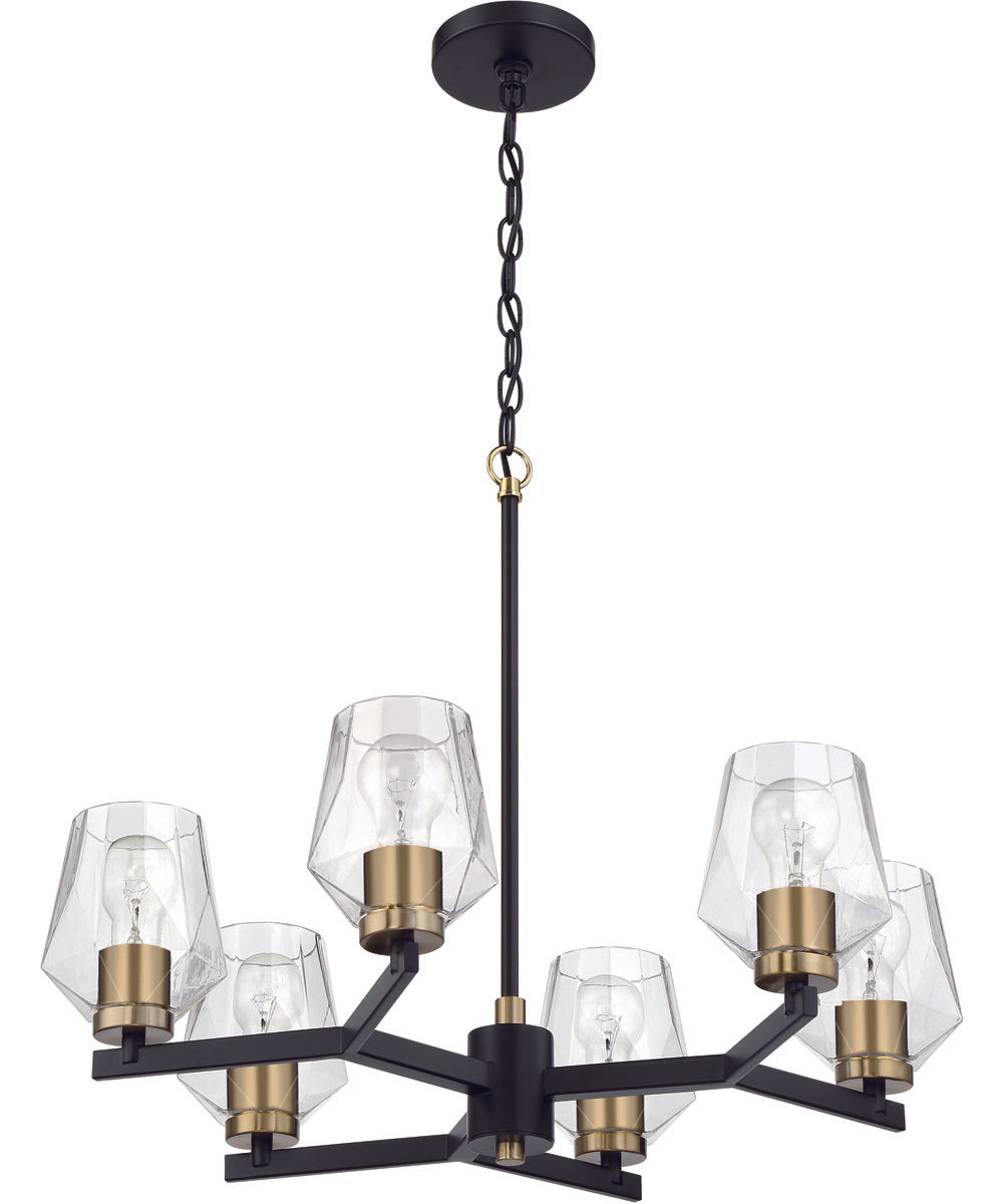 Avante Grand 6-Light Chandelier Flat Black/Satin Brass