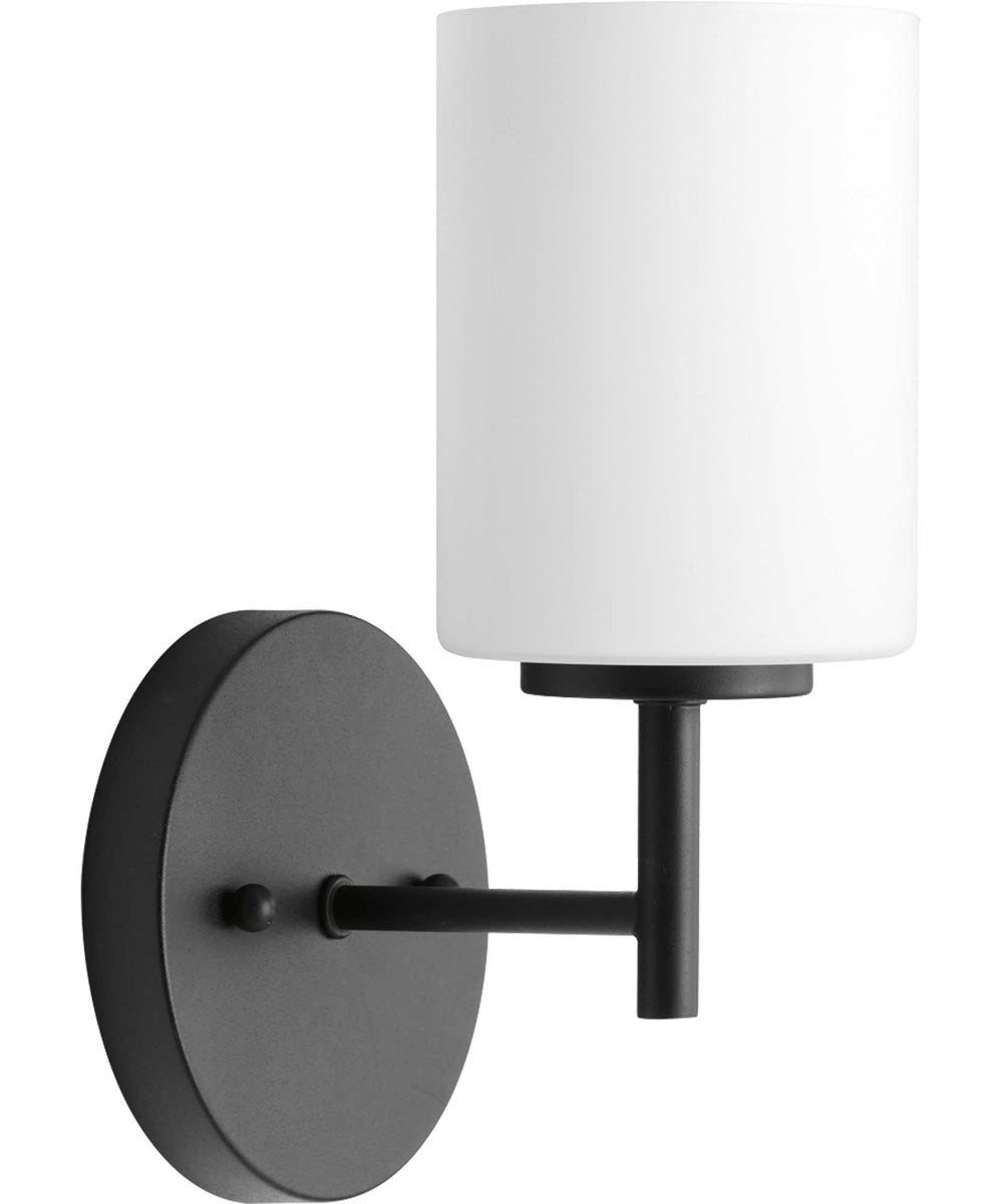 Replay 1-Light Etched White Glass Glass Modern Bath Vanity Light Textured Black